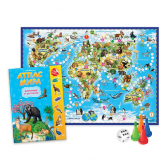 картинка Подарок для любознательных. Животный мир Земли. Атлас с наклейками + Игра-ходилка. ГЕОДОМ (ISBN нет) от магазина МОЛТИ