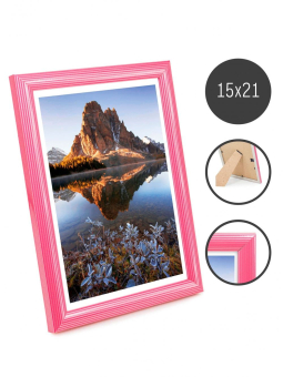 картинка Фоторамка 15Х21 630090(10003-9) розовая в полоску с акриловым стеклом от магазина МОЛТИ