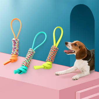 картинка Игрушка РТ067-О  для собак веревочно-силиконовая петля 31 см. оранжевая от магазина МОЛТИ