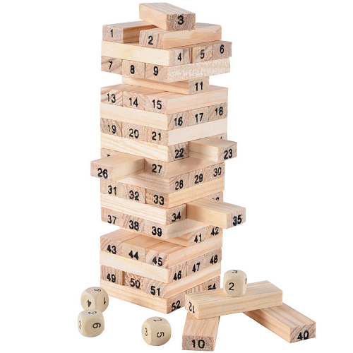 Игра настольная YW-HYD-2 Башня деревянная с числами 18х5,5х5,5 в коробке.