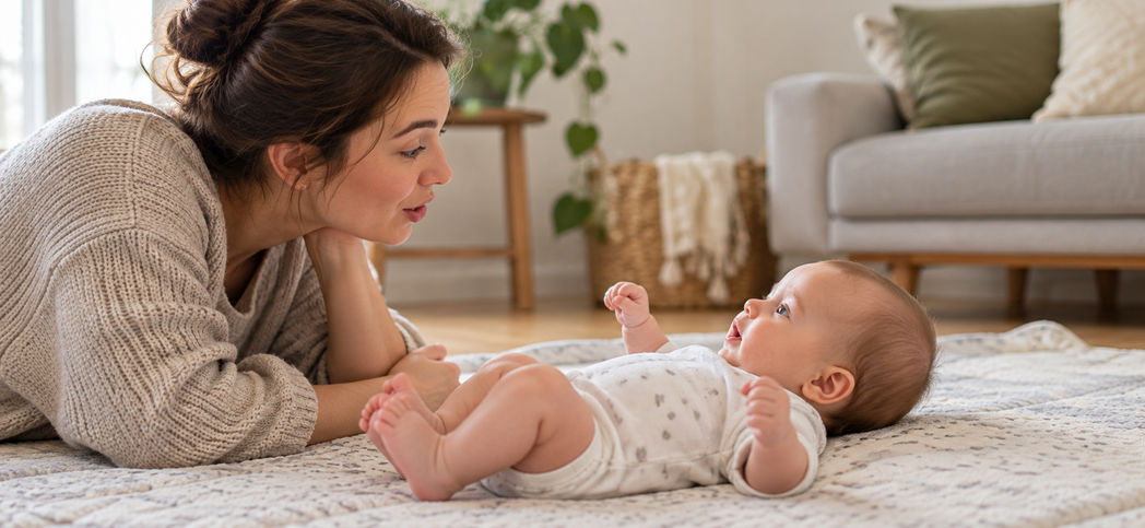 Родитель и младенец общаются по очереди лицом к лицу