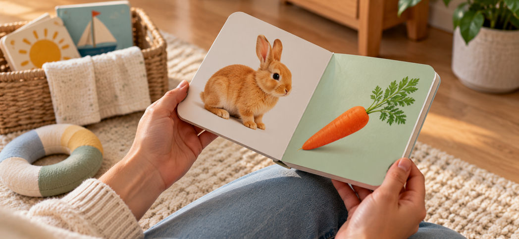 Прочная картонная книга подходящего размера для малыша