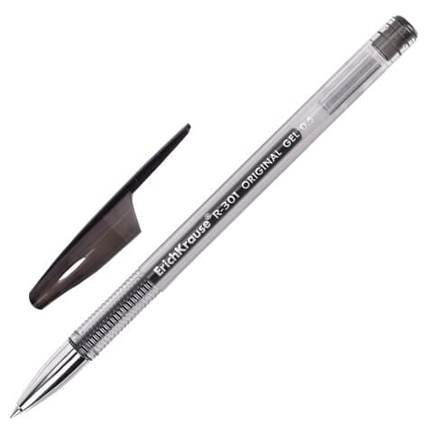 Ручка гелевая ERICH KRAUSE R-301 Original Gel, ЧЕРНАЯ, корпус прозрачный, 0,5мм, линия 0,4мм, 42721