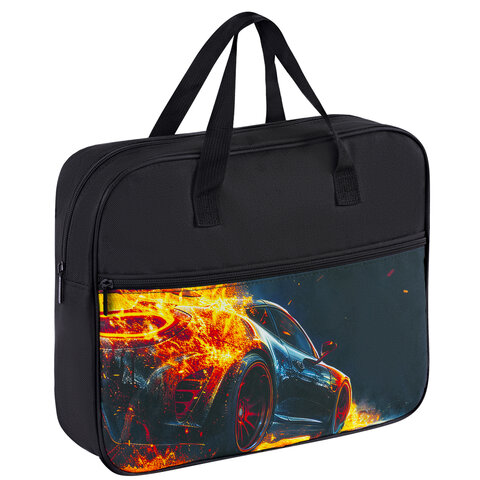 Папка на молнии с ручками BRAUBERG А4, 1 отделение, карман на молнии, 80 мм, "Speed increase", 273312