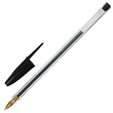 Ручка шариковая STAFF Basic BP-01, письмо 750 метров, ЧЕРНАЯ, длина корпуса 14 см, 1 мм, 143737