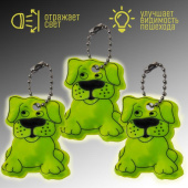 Брелок-подвеска GJXJ светоотражающий СОБАЧКА 4х0,1х3,5см (100)