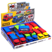 Модель машинки 1937-1/216-3 (12) Фура с контейнером+машинка  инерционная  6х12х6см пластик