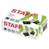 Зажимы для бумаг STAFF., 51мм, на 230 л., черные, в карт.коробке, 224610