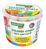Мел в ведерке для рисования на асфальте 20 штук, 5 цветов, цветной круглый, BRAUBERG KIDS, 272773