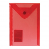 Папка-конверт с кнопкой "Brauberg" А6, 105х148мм, 180мкм, красная, 227320