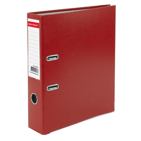 Папка-регистратор покрытие пластик, 75 мм, ПРОЧНАЯ,с уголком, BRAUBERG, красная, 226598