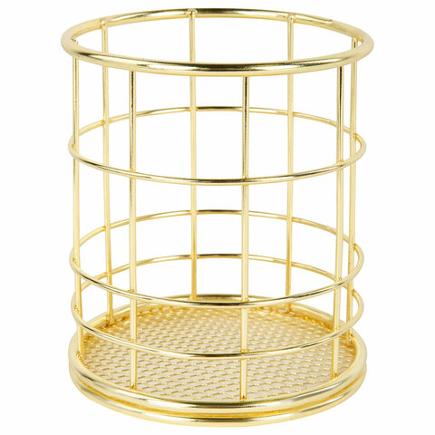 Органайзер-стаканчик для косметики и мелочей MONTE VITA (МОНТЕ ВИТА), металлический, 100х90 мм, золото, 272486