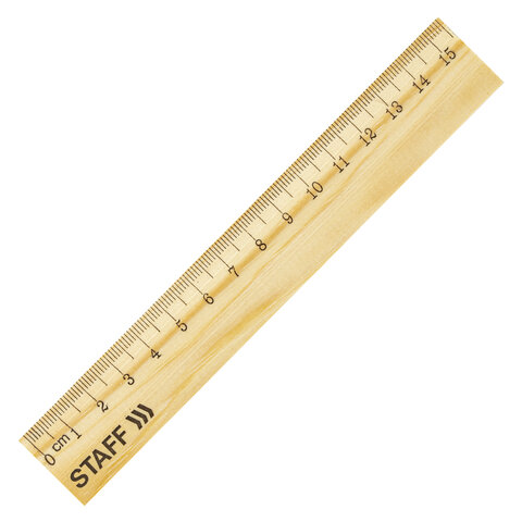 Линейка деревянная 15 см, STАFF, канадская сосна, 210797