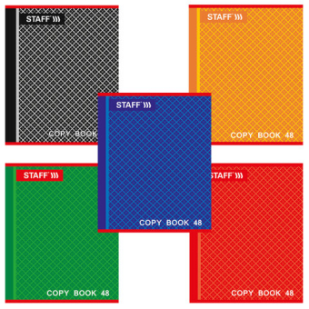 картинка Тетрадь А5, 48 л., STAFF, скоба, клетка, офсет №2 ЭКОНОМ, обложка картон, "АБСОЛЮТ", 402784 от магазина МОЛТИ