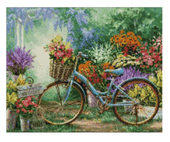 картинка Алмазн. живопись 40*50 на раме ПОЛНОЕ Велосипед в цветах VO5017 от магазина МОЛТИ