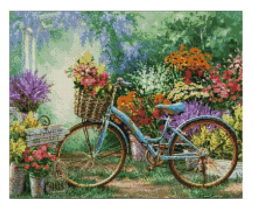 Алмазн. живопись 40*50 на раме ПОЛНОЕ Велосипед в цветах VO5017