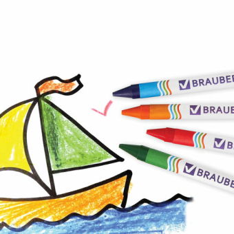 картинка Восковые мелки BRAUBERG, НАБОР 6 цветов, 222961 от магазина МОЛТИ