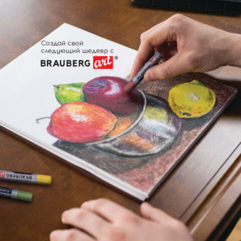 картинка Пастель масляная художественная BRAUBERG ART CLASSIC, 24 цвета, круглое сечение, 181448 от магазина МОЛТИ