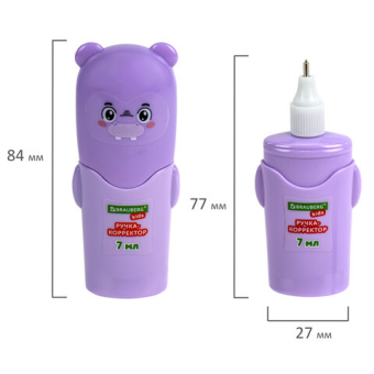картинка Ручка-корректор BRAUBERG KIDS "ЗВЕРЯТА", 7 мл, металлический наконечник, корпус ассорти, 272493 от магазина МОЛТИ