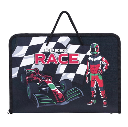 Папка для труда на молнии с ручками ПИФАГОР А4, 1 отделение, пластик, органайзер, "Race", 270880