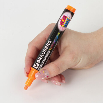 картинка Маркер меловой "POP-ART" ОРАНЖЕВЫЙ, 5 мм, стираемый, для гладких поверхностей, BRAUBERG, 151531 от магазина МОЛТИ