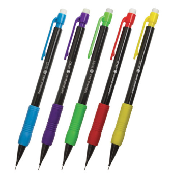 картинка Карандаш механический 0,5 мм, STAFF "College" MP-422, ластик, резиновый грип, корпус черный, детали ассорти, 181422 от магазина МОЛТИ