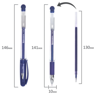 картинка Ручка гелевая с грипом BRAUBERG "Fine Gel", СИНЯЯ, игольчатый узел 0,5 мм, линия письма 0,35 мм, 141179 от магазина МОЛТИ