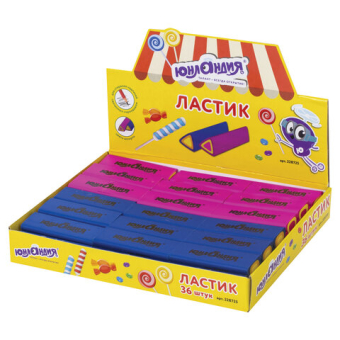 картинка Ластик ЮНЛАНДИЯ "Candy", 44х15х15 мм, цвет ассорти, треугольный, 228725 от магазина МОЛТИ