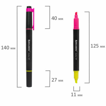 картинка Текстовыделитель двусторонний BRAUBERG, ЖЕЛТЫЙ/РОЗОВЫЙ, линия 1-4 мм, 150840 от магазина МОЛТИ