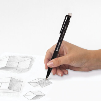 картинка Карандаш механический 0,5 мм, BRAUBERG "Comfort", ластик, резиновый грип, корпус черный, 180284 от магазина МОЛТИ