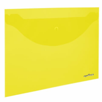 картинка Папка-конверт с кнопкой ЮНЛАНДИЯ, А4, до 100 листов, прозрачная, желтая, 0,18 мм, 228668 от магазина МОЛТИ