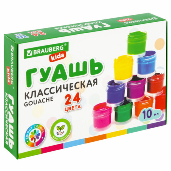 картинка Гуашь BRAUBERG KIDS "NEW", 24 цвета по 10 мл, 192370 от магазина МОЛТИ
