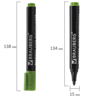 картинка Маркер для бумажного флипчарта BRAUBERG, НЕПРОПИТЫВАЮЩИЙ, ЗЕЛЕНЫЙ, 2,5 мм, 151256 от магазина МОЛТИ