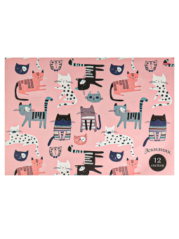 картинка Альбом для зарисовок А4 12л. КОТИКИ НА РОЗОВОМ-1 (12-1440) скр,обл.-офс.,бл-офс. от магазина МОЛТИ