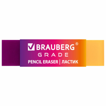 картинка Ластик полупрозрачный BRAUBERG "Grade", 60x15x10 мм, картонный держатель, цвет ассорти, 271997 от магазина МОЛТИ