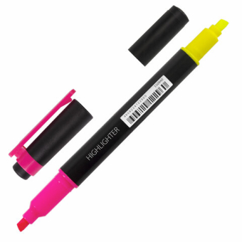 картинка Текстовыделитель двусторонний BRAUBERG, ЖЕЛТЫЙ/РОЗОВЫЙ, линия 1-4 мм, 150840 от магазина МОЛТИ