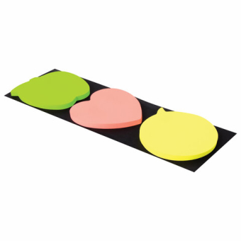 картинка Блок самоклеящийся (стикеры), фигурный BRAUBERG, НЕОНОВЫЙ "Ассорти", 3 цвета х 50 листов, европодвес, 122711 от магазина МОЛТИ