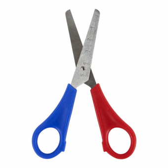 картинка Ножницы ПИФАГОР, 130 мм, для левши, с линейкой, в картонной упаковке с европодвесом, 236784 от магазина МОЛТИ