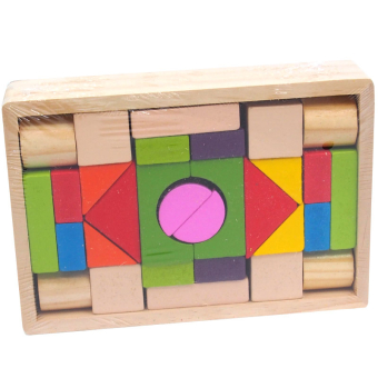 картинка Деревянные 2745-2/31316 кубики геометрические фигуры в коробке средней 14,5х4,5х21см (30шт) от магазина МОЛТИ