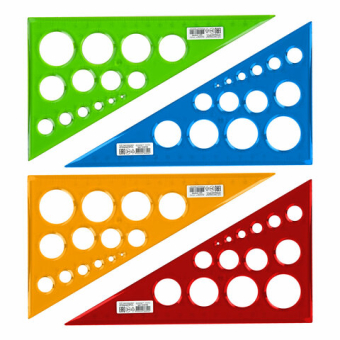 картинка Треугольник пластиковый 30х19 см, ПИФАГОР, с окружностями, прозрачный, тонированный, 210793 от магазина МОЛТИ