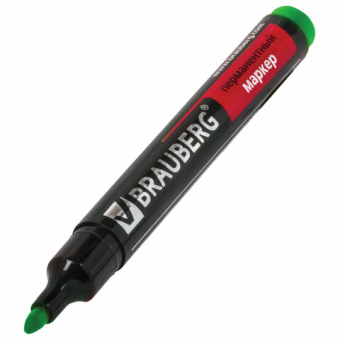 картинка Маркер перманентный BRAUBERG "Contract", ЗЕЛЕНЫЙ, круглый наконечник, 3 мм, 150468 от магазина МОЛТИ