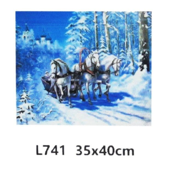 картинка Алмазн. живопись 40*35 ЧАСТИЧНОЕ Тройка лошадей L741 от магазина МОЛТИ