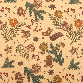 картинка Бумага упаковочная подарочная новогодняя "Christmas Kraft", 70х100 см, 10 дизайнов ассорти, ЗОЛОТАЯ СКАЗКА, 592053 от магазина МОЛТИ