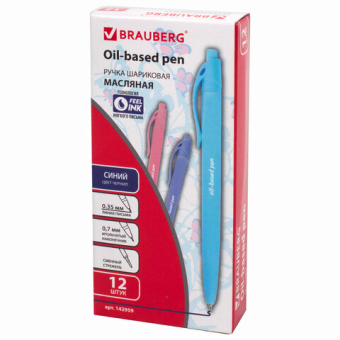 картинка Ручка шариковая масляная автоматическая BRAUBERG "FRUITY Pastel", СИНЯЯ, корпус soft-touch, узел 0,7 мм, линия письма 0,35 мм, 142959, OBPR323 от магазина МОЛТИ