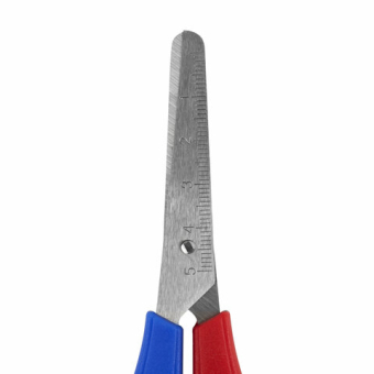 картинка Ножницы ПИФАГОР, 130 мм, для левши, с линейкой, в картонной упаковке с европодвесом, 236784 от магазина МОЛТИ