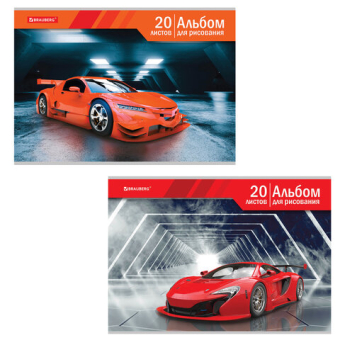 картинка Альбом для рисования А4 20 л., скоба, обложка картон, BRAUBERG, 202х285 мм, "Автомир" (2 вида), 105604 от магазина МОЛТИ