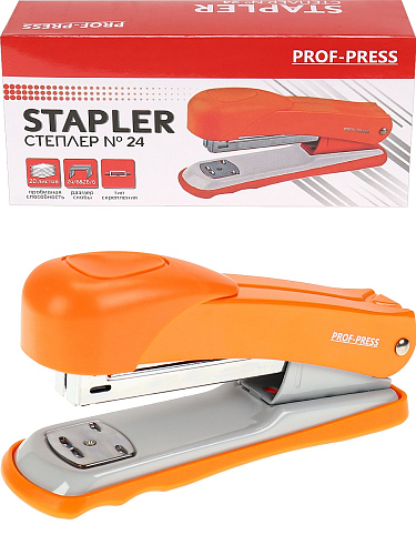 Степлер (ОП-2786), №24, метал./к, на 20 листов, в карт. коробке, оранжевый, кратно 12 шт