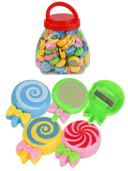 картинка Точилка с контейнером ЛЕДЕНЕЦ 5,3х 3,7 х1,6см (ТК-6312) ассорти в пласт. тубе, кратно 72 от магазина МОЛТИ