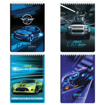 картинка Блокнот А5 (146х206 мм), 60 л., гребень, картон, клетка, BRAUBERG KIDS, "Racing", 114363 от магазина МОЛТИ