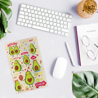 картинка Блокнот А5 (134х206 мм), 80 л., твёрдый, клетка, BRAUBERG KIDS, "Авокадики", 114418 от магазина МОЛТИ